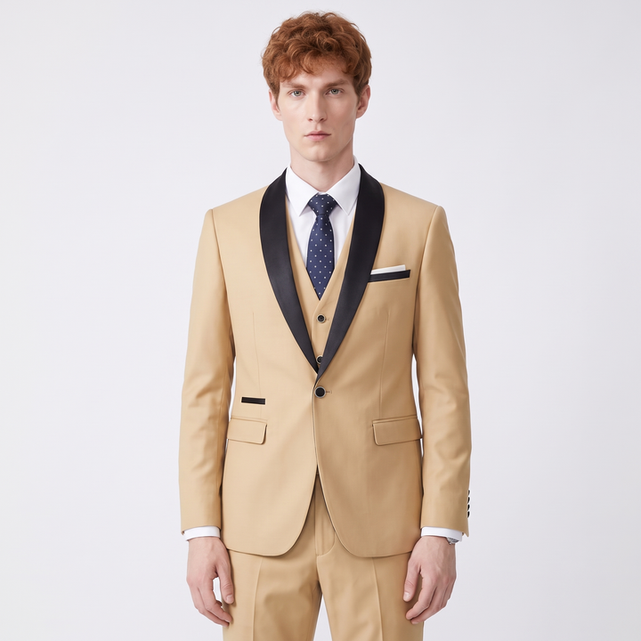 Menseventwear Fashion 3 Pieces Mens Suit Flat Shawl Lapel Tuxedos (Blazer+vest+Pants)