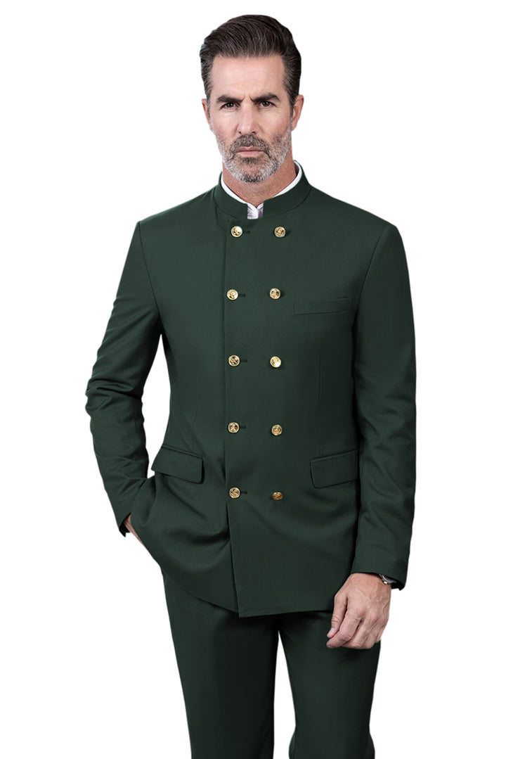 Classic 2 Piece Men's Slim Fit Solid Color Stand Collar Wedding Suit (Blazer+Pants） mens event wear