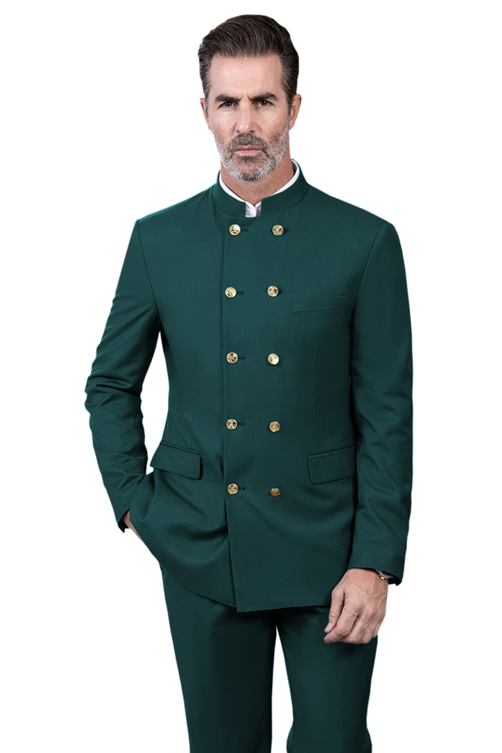 Classic 2 Piece Men's Slim Fit Solid Color Stand Collar Wedding Suit (Blazer+Pants） mens event wear