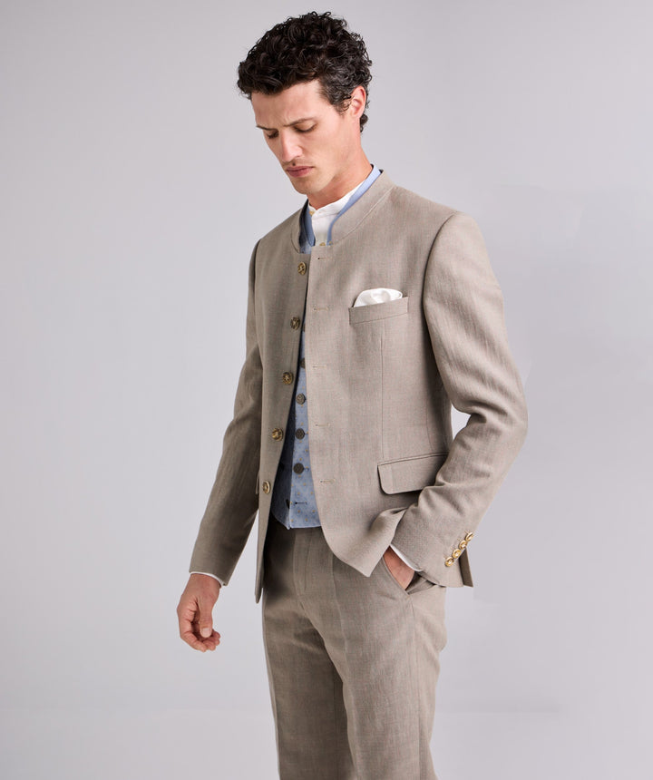 Classic 3 Piece Men's Slim Fit Solid Color Stand Collar Wedding Suit (Blazer+vest+Pants) mens event wear
