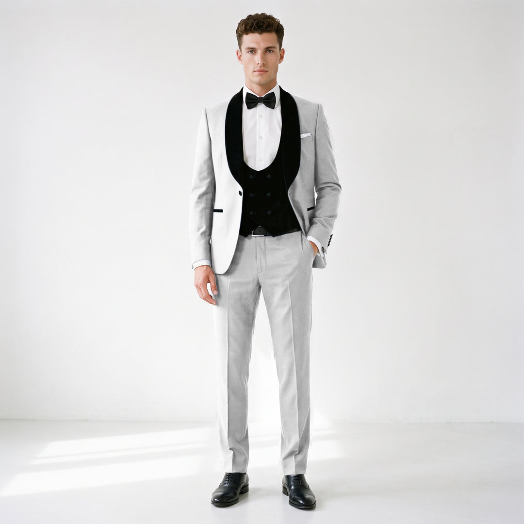 Menseventwear Formal 3 Pieces Mens Suit Flat Shawl Lapel Tuxedos (Blazer+vest+Pants)