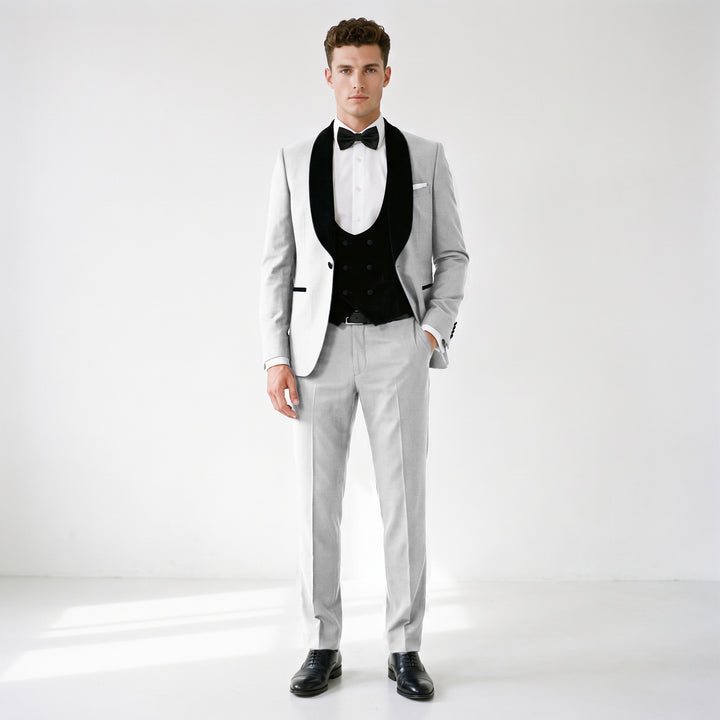 Menseventwear Formal 3 Pieces Mens Suit Flat Shawl Lapel Tuxedos (Blazer+vest+Pants)