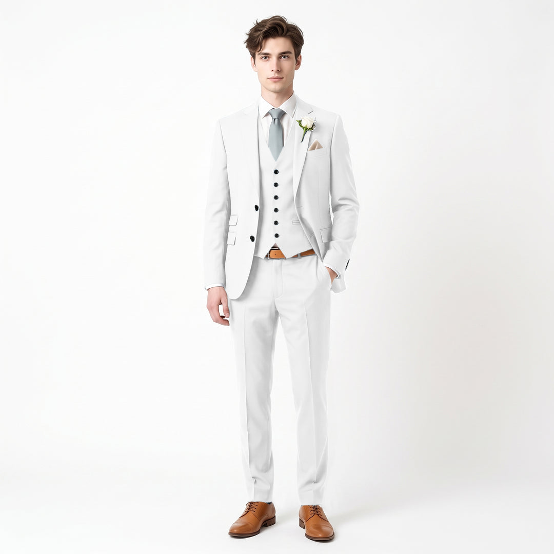 Menseventwear Fashion 3 Pieces Mens Suit Flat Notch Lapel Suits For Wedding (Blazer+vest+Pants)