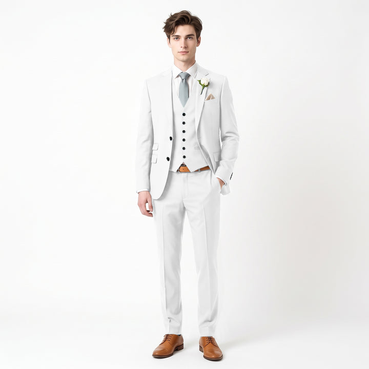Menseventwear Fashion 3 Pieces Mens Suit Flat Notch Lapel Suits For Wedding (Blazer+vest+Pants)