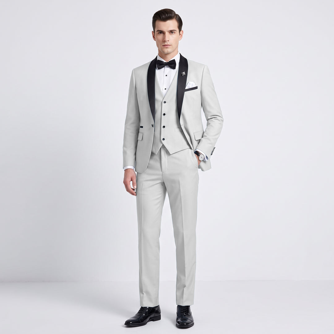 Menseventwear Fashion 3 Pieces Mens Suit Flat Shawl Lapel Suits (Blazer+vest+Pants)