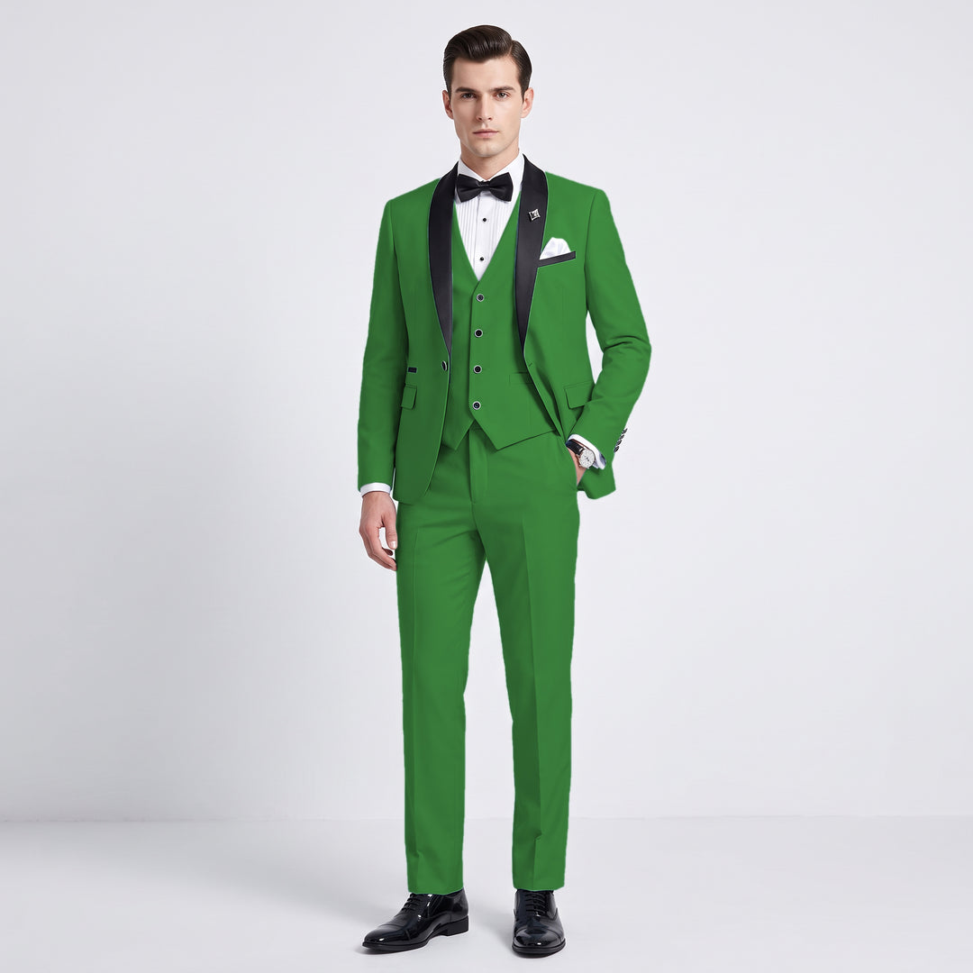 Menseventwear Fashion 3 Pieces Mens Suit Flat Shawl Lapel Suits (Blazer+vest+Pants)
