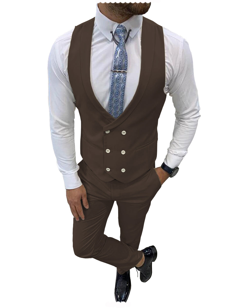 Double Breasted Formal 2 pieces Mens Suit For Wedding (Vest+Pants) mens event wear