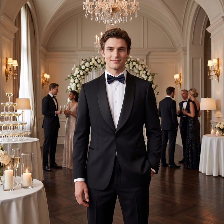 Menseventwear Fashion 2 Pieces Mens Suit Flat Shawl Lapel Tuxedos For Party (Blazer+Pants)