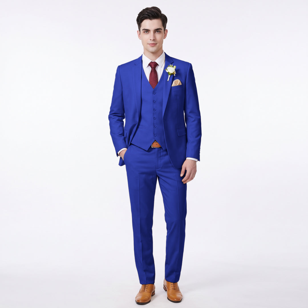 Menseventwear Fashion 3 Pieces Mens Suit Flat Notch Lapel Suits For Wedding (Blazer+vest+Pants)