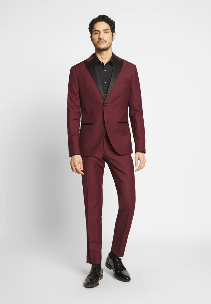 Fashion 2 Piece Men's Suit Flat Notched Wedding Lapel (Blazer + Pants) mens event wear