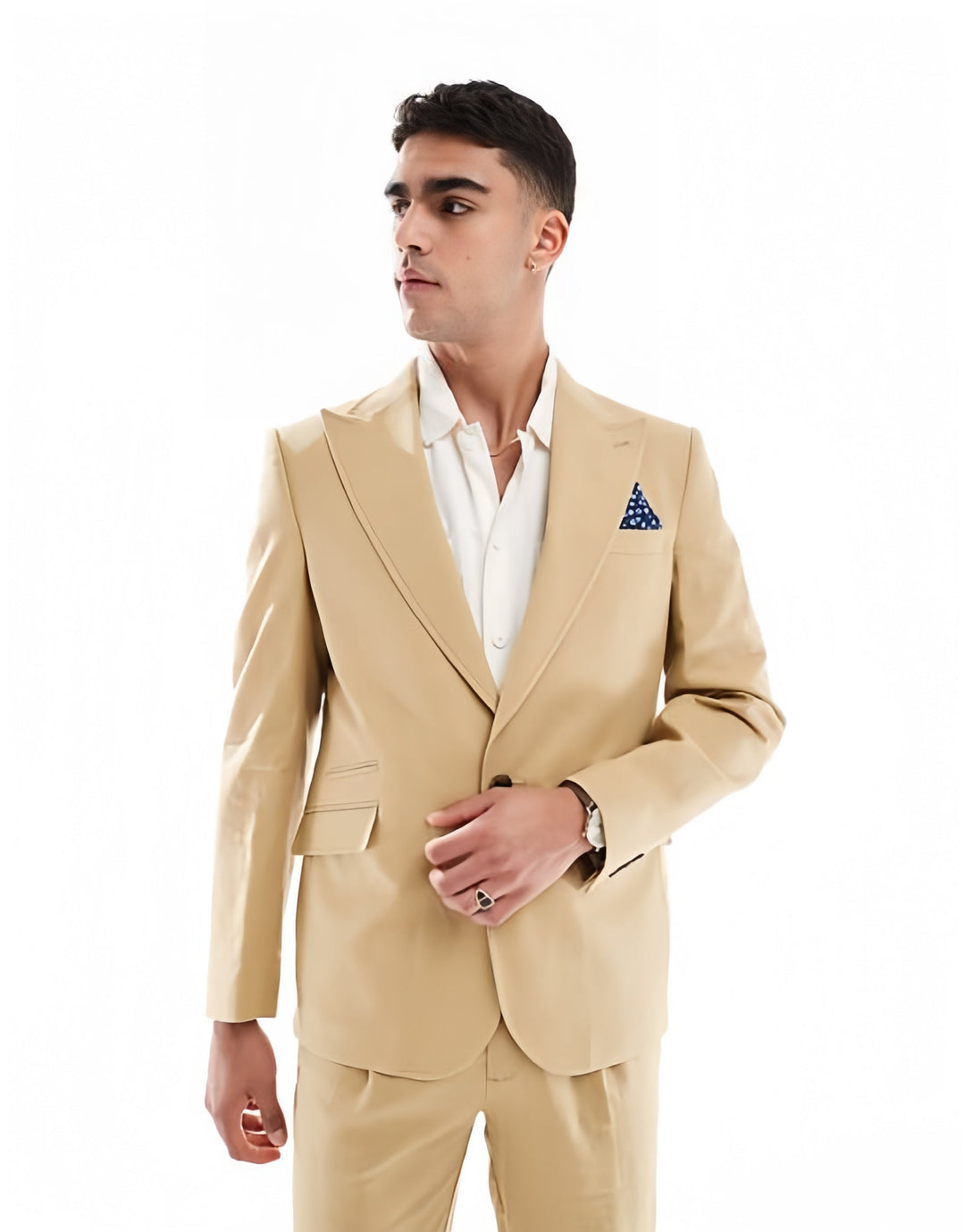 Fashion 2 Piece Men's Suit Flat Peak Wedding Lapel (Blazer + Pants) mens event wear