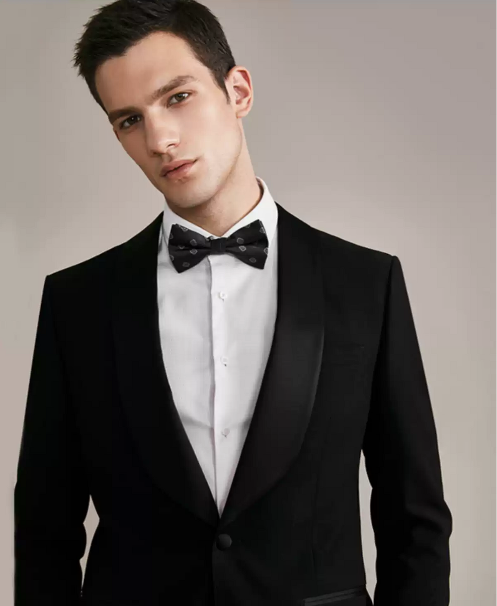 Fashion 2 Pieces Mens Patterned Suit Flat Shawl Lapel Tuxedos（Blazer+Pants） mens event wear