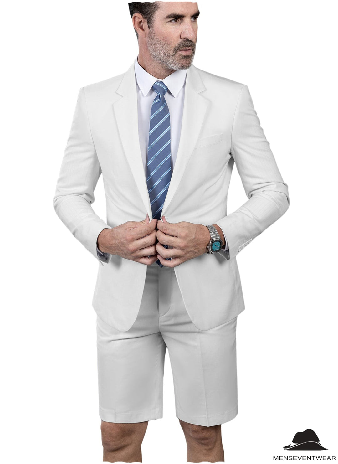 Fashion 2 Pieces Mens Suit Flat Notch Lapel Tuxedos For Wedding (Blazer+Shorts) mens event wear