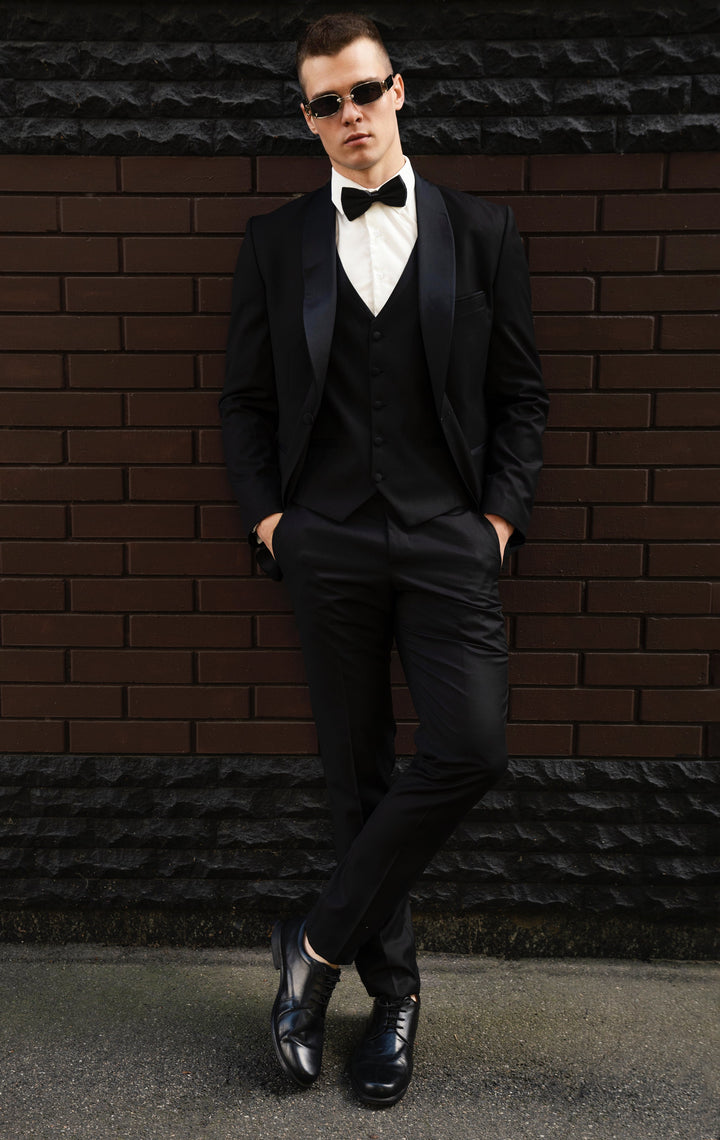 Fashion 3 Pieces Mens Patterned Suit Flat Shawl Lapel Tuxedos（Blazer+Vest+Pants） mens event wear