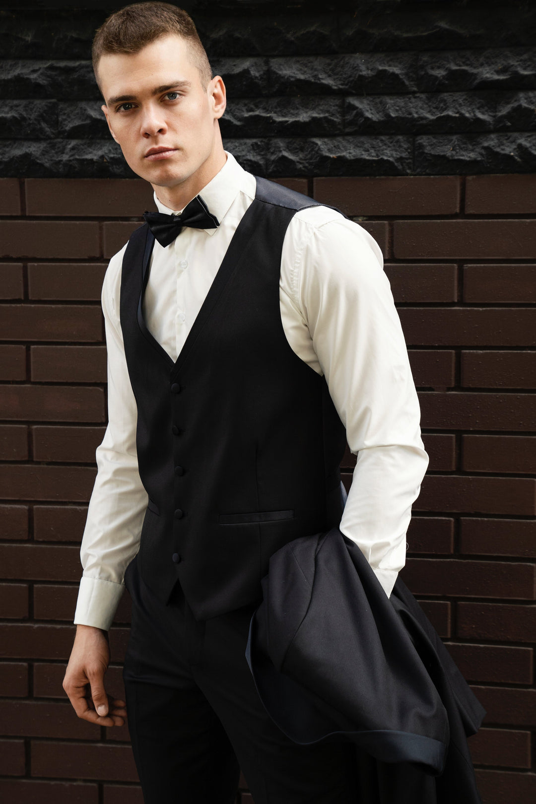 Fashion 3 Pieces Mens Patterned Suit Flat Shawl Lapel Tuxedos（Blazer+Vest+Pants） mens event wear