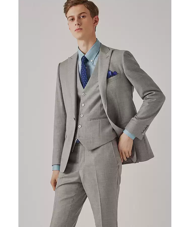 Fashion 3 Pieces Mens Suit Flat Notch Lapel Tuxedos (Blazer+vest+Pants) mens event wear