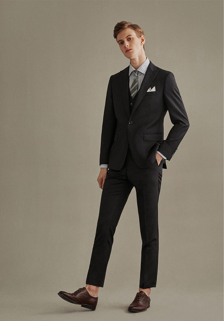 Fashion 3 Pieces Mens Suit Flat Notch Lapel Tuxedos (Blazer+vest+Pants) mens event wear