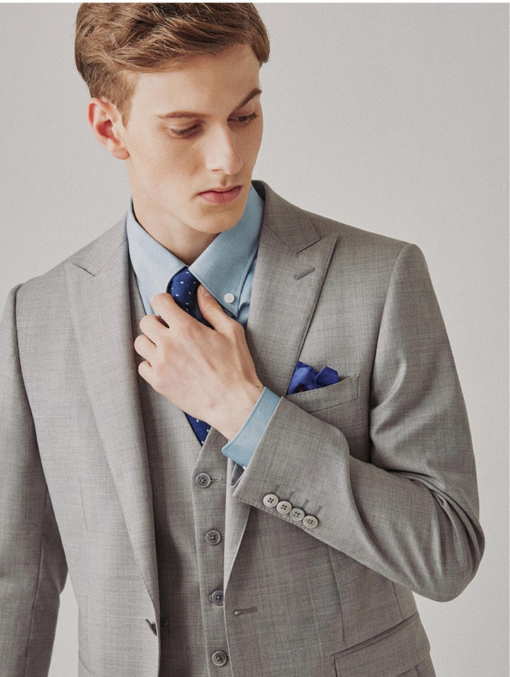 Fashion 3 Pieces Mens Suit Flat Notch Lapel Tuxedos (Blazer+vest+Pants) mens event wear
