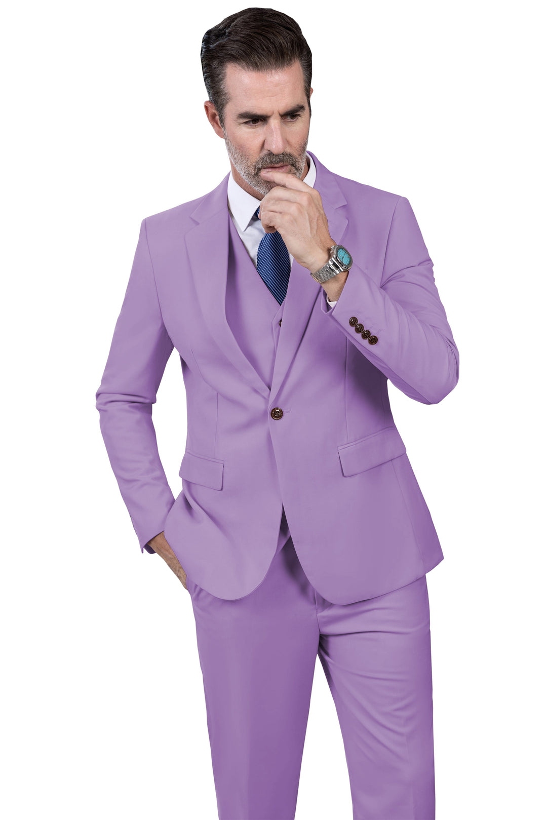 Fashion 3 Pieces Mens Suit Flat Notch Lapel Tuxedos (Blazer+vest+Pants) mens event wear