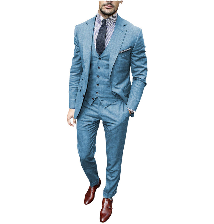 Fashion 3 Pieces Mens Suit Flat Notch Lapel Tuxedos For Wedding (Blazer+vest+Pants) mens event wear