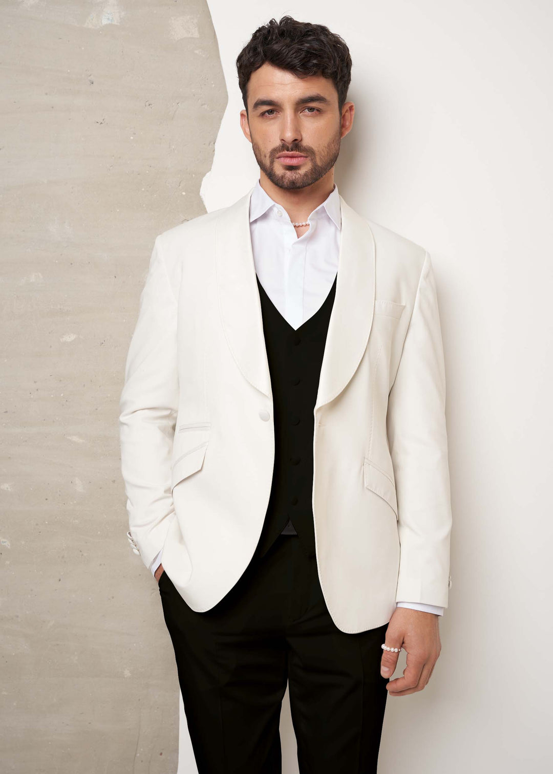 Fashion 3 Pieces Mens Suit Flat Shawl Lapel Tuxedos (Blazer+vest+Pants) mens event wear