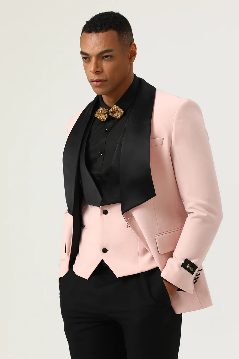 Fashion 3 Pieces Mens Suit Flat Shawl Lapel Tuxedos (Blazer+vest+Pants) mens event wear