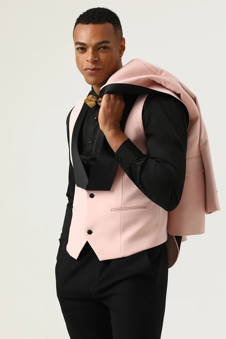 Fashion 3 Pieces Mens Suit Flat Shawl Lapel Tuxedos (Blazer+vest+Pants) mens event wear