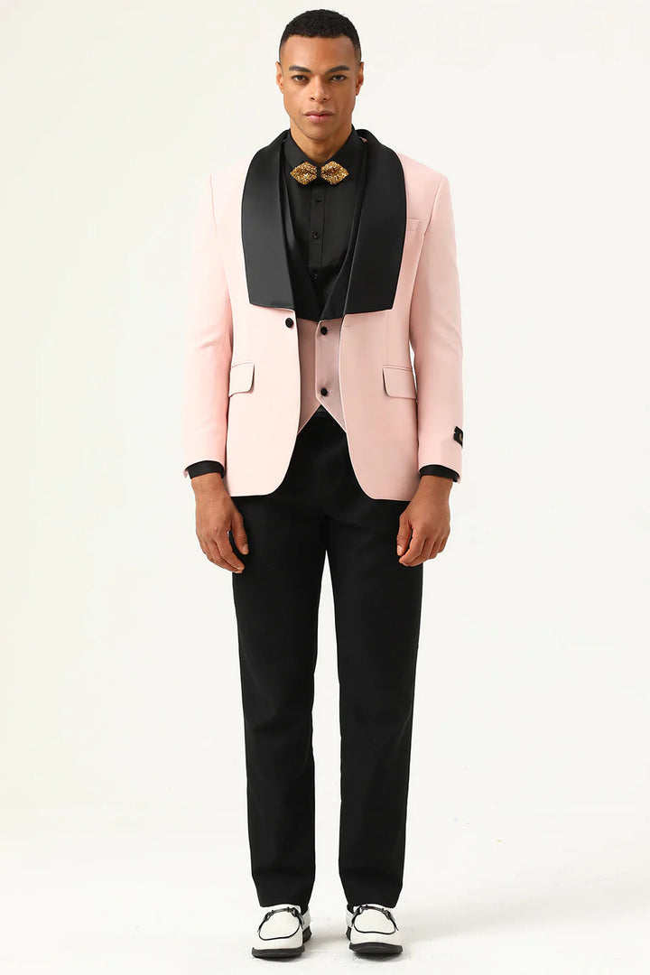 Fashion 3 Pieces Mens Suit Flat Shawl Lapel Tuxedos (Blazer+vest+Pants) mens event wear