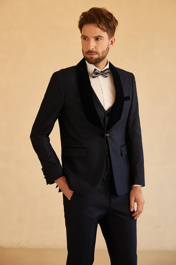 Fashion 3 Pieces Mens Suit Flat Shawl Lapel Tuxedos (Blazer+vest+Pants) mens event wear