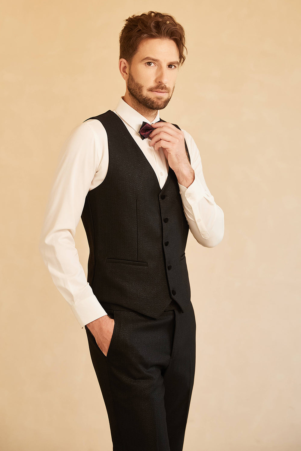 Fashion 3 Pieces Mens Suit Flat Shawl Lapel Tuxedos (Blazer+vest+Pants) mens event wear