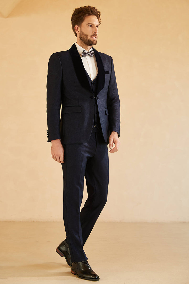 Fashion 3 Pieces Mens Suit Flat Shawl Lapel Tuxedos (Blazer+vest+Pants) mens event wear