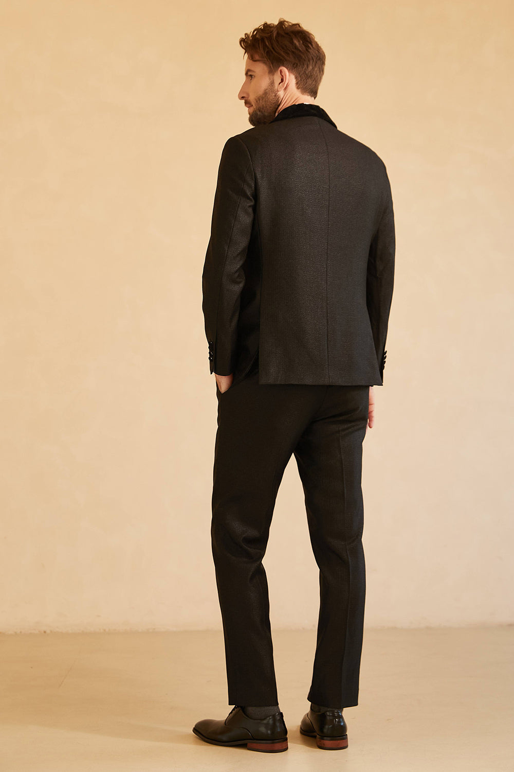 Fashion 3 Pieces Mens Suit Flat Shawl Lapel Tuxedos (Blazer+vest+Pants) mens event wear
