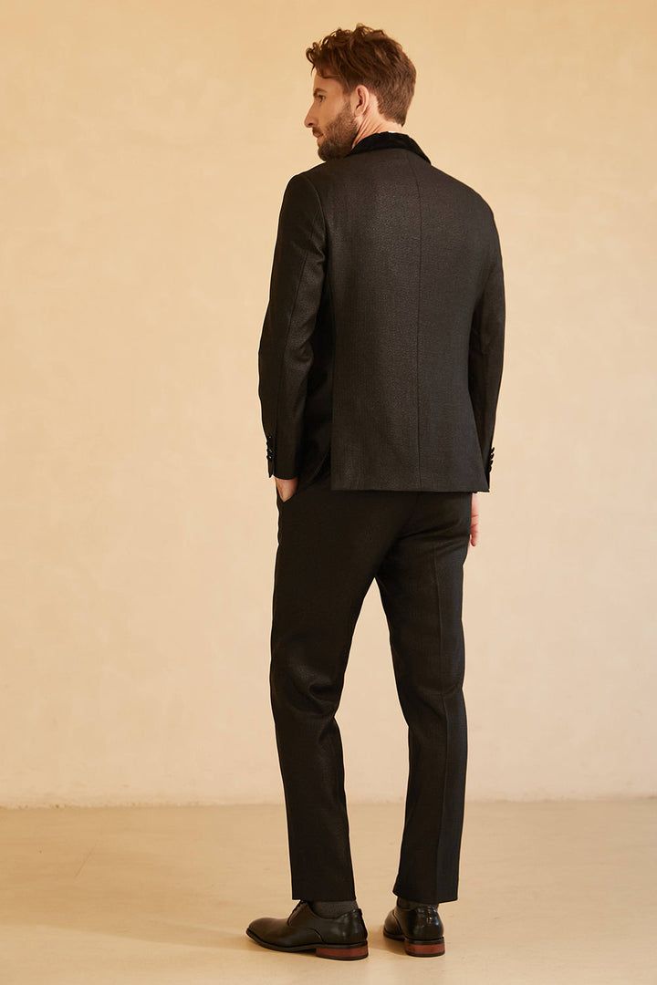Fashion 3 Pieces Mens Suit Flat Shawl Lapel Tuxedos (Blazer+vest+Pants) mens event wear