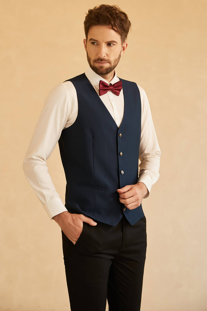 Fashion 3 Pieces Mens Suit Flat Shawl Lapel Tuxedos (Blazer+vest+Pants) mens event wear