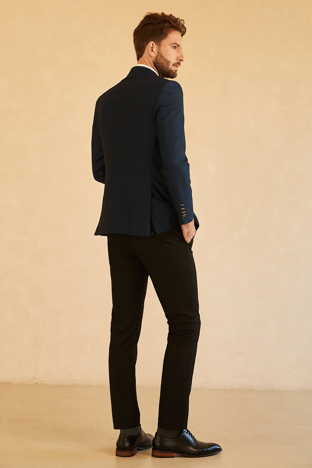 Fashion 3 Pieces Mens Suit Flat Shawl Lapel Tuxedos (Blazer+vest+Pants) mens event wear