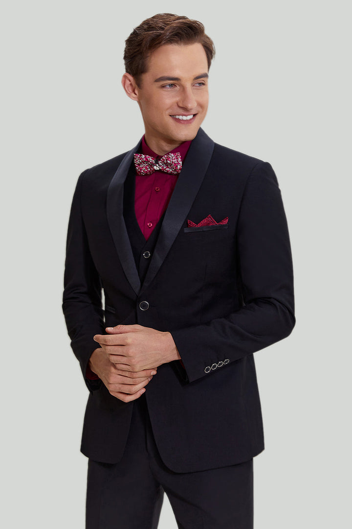 Fashion 3 Pieces Mens Suit Flat Shawl Lapel Tuxedos (Blazer+vest+Pants) mens event wear