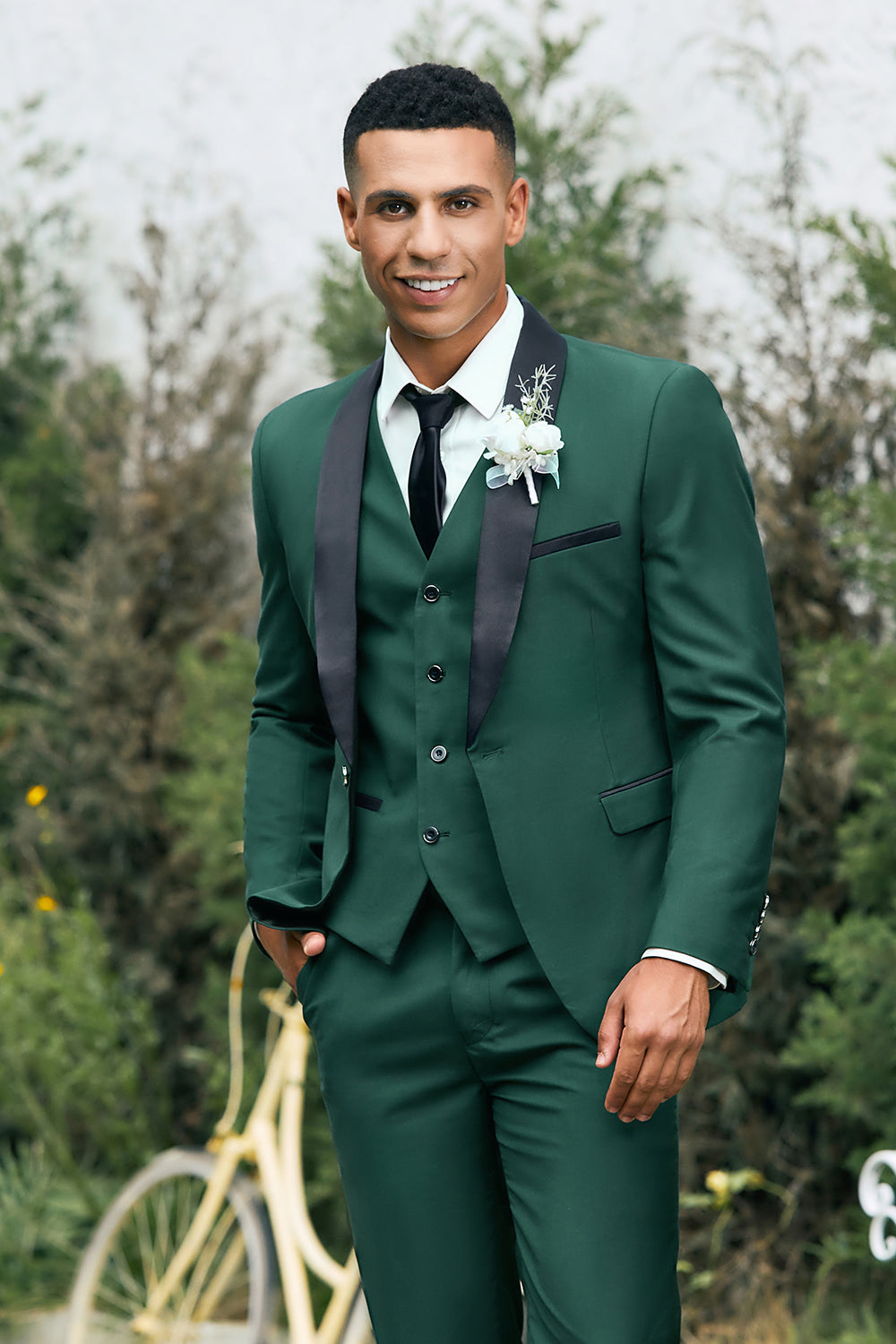 Fashion 3 Pieces Mens Suit Flat Shawl Lapel Tuxedos (Blazer+vest+Pants) mens event wear