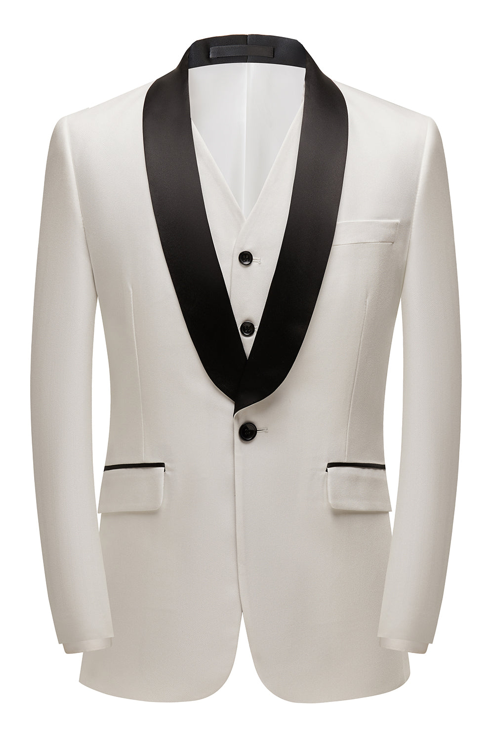 Fashion 3 Pieces Mens Suit Flat Shawl Lapel Tuxedos (Blazer+vest+Pants) mens event wear