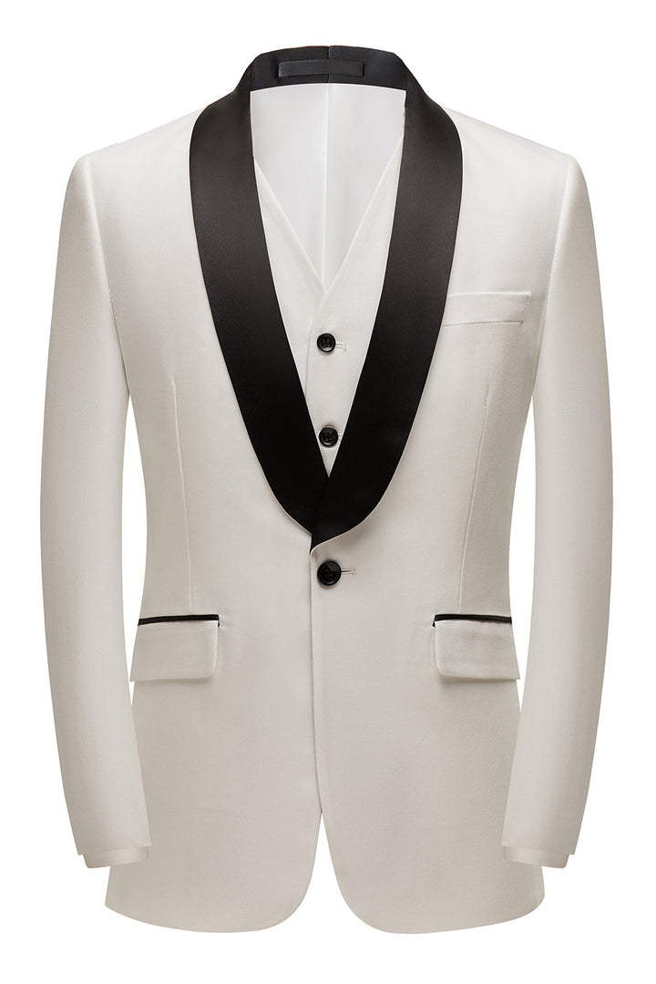 Fashion 3 Pieces Mens Suit Flat Shawl Lapel Tuxedos (Blazer+vest+Pants) mens event wear