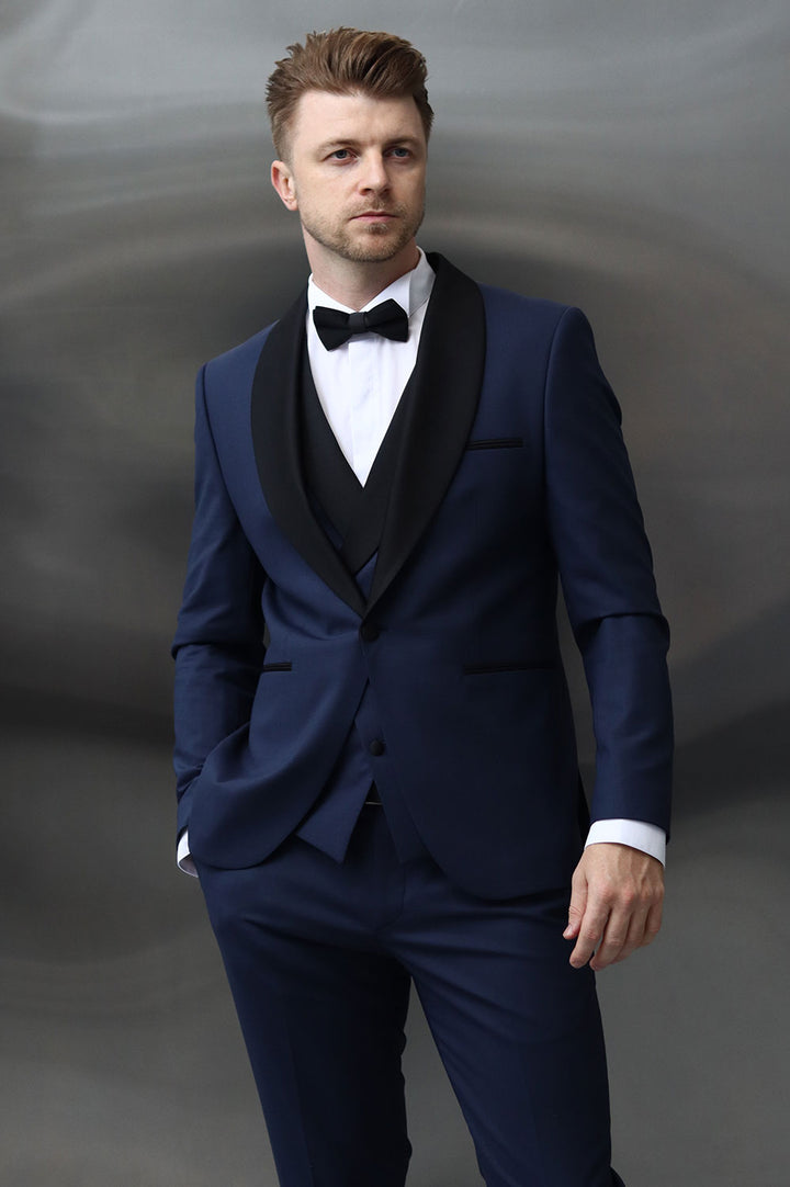 Fashion 3 Pieces Mens Suit Flat Shawl Lapel Tuxedos (Blazer+vest+Pants) mens event wear