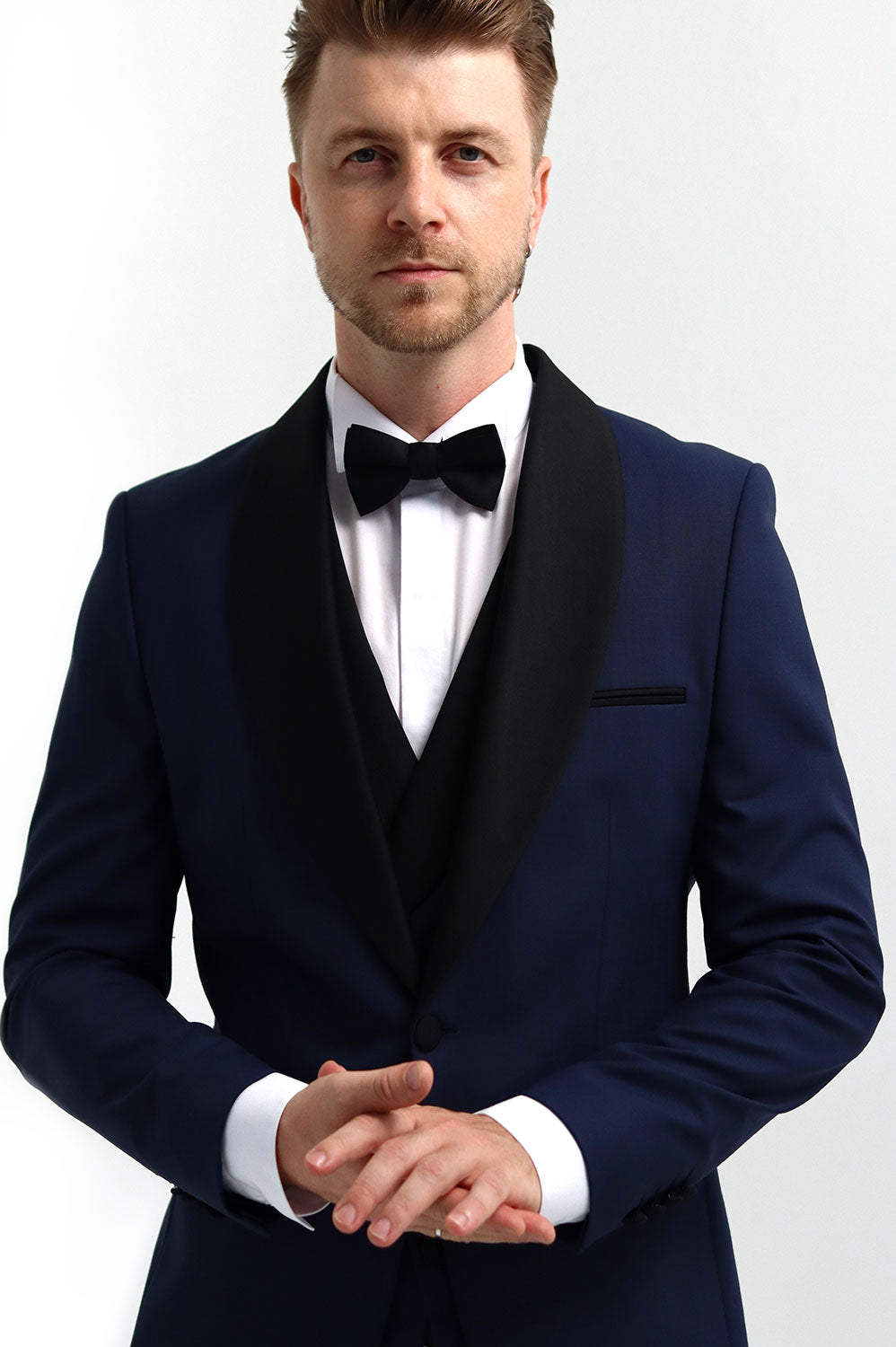 Fashion 3 Pieces Mens Suit Flat Shawl Lapel Tuxedos (Blazer+vest+Pants) mens event wear