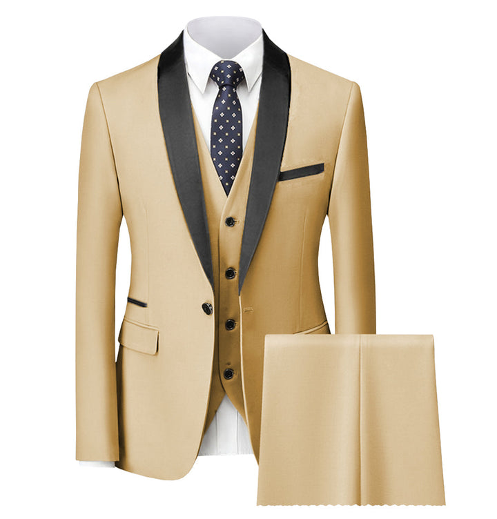 Fashion 3 Pieces Mens Suit Flat Shawl Lapel Tuxedos (Blazer+vest+Pants) mens event wear