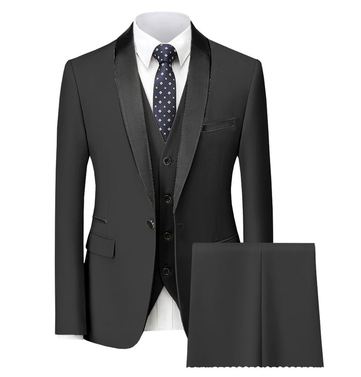 Fashion 3 Pieces Mens Suit Flat Shawl Lapel Tuxedos (Blazer+vest+Pants) mens event wear