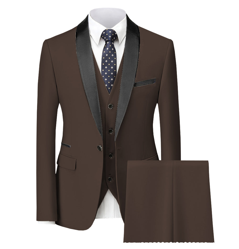 Fashion 3 Pieces Mens Suit Flat Shawl Lapel Tuxedos (Blazer+vest+Pants) mens event wear