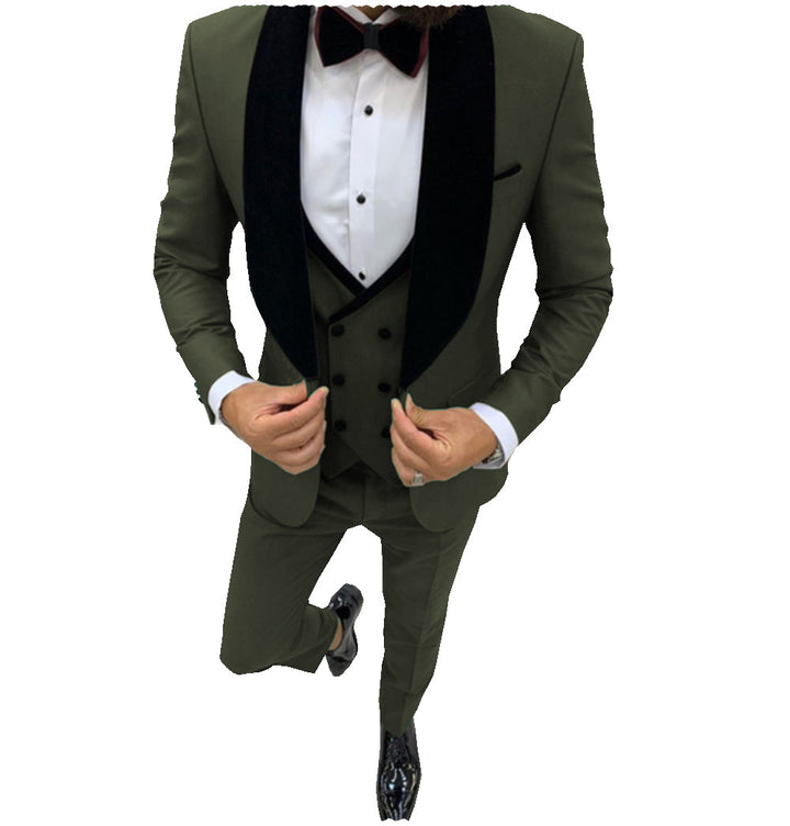 Fashion 3 Pieces Mens Suit Flat Shawl Lapel Tuxedos (Blazer+vest+Pants) mens event wear