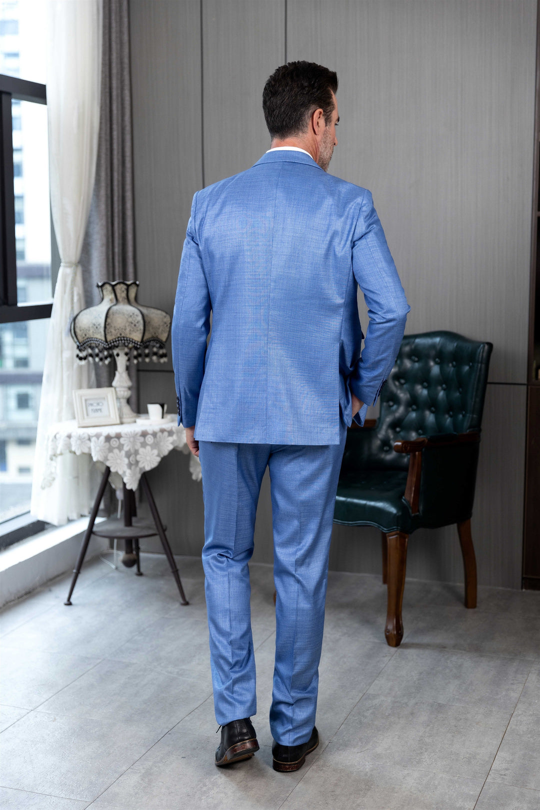 Fashion 3 Pieces Peak Lapel Men's Linen Suit (Blazer+Vest+Pants) mens event wear