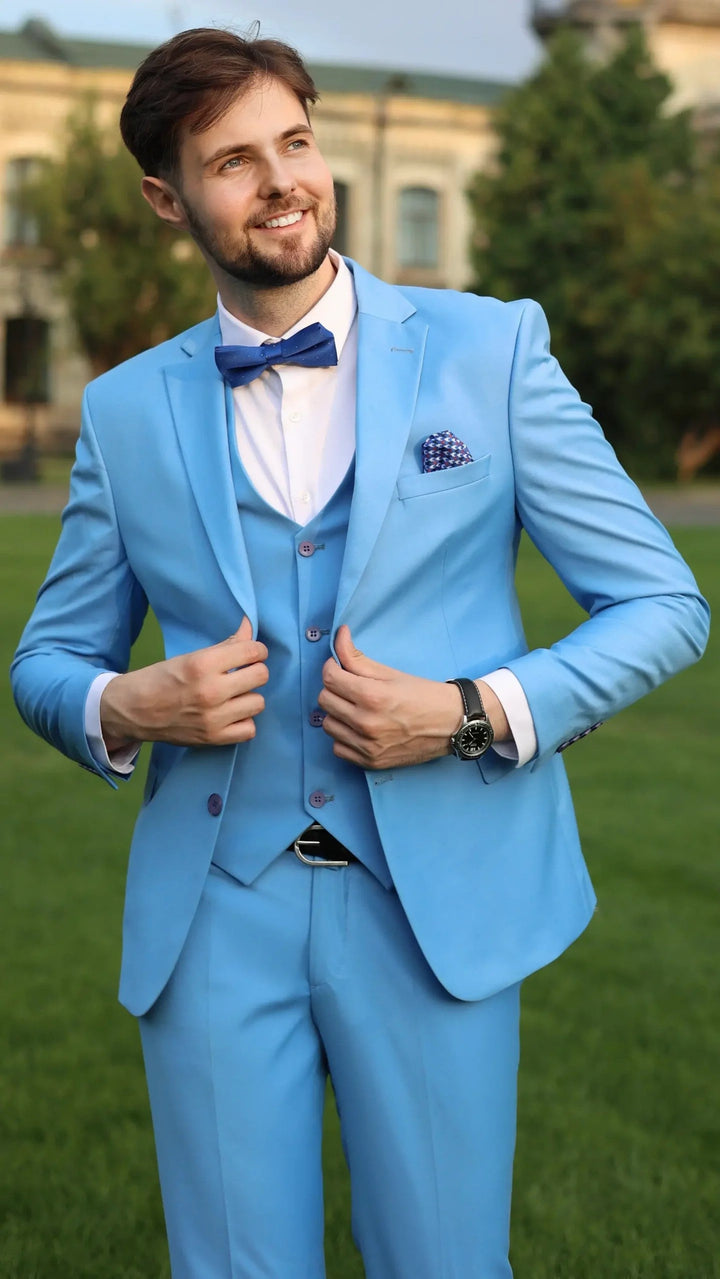 Fashion Men's 3 Pieces Flat Notch Lapel Tuxedos For Party (Blazer+vest+Pants) mens event wear