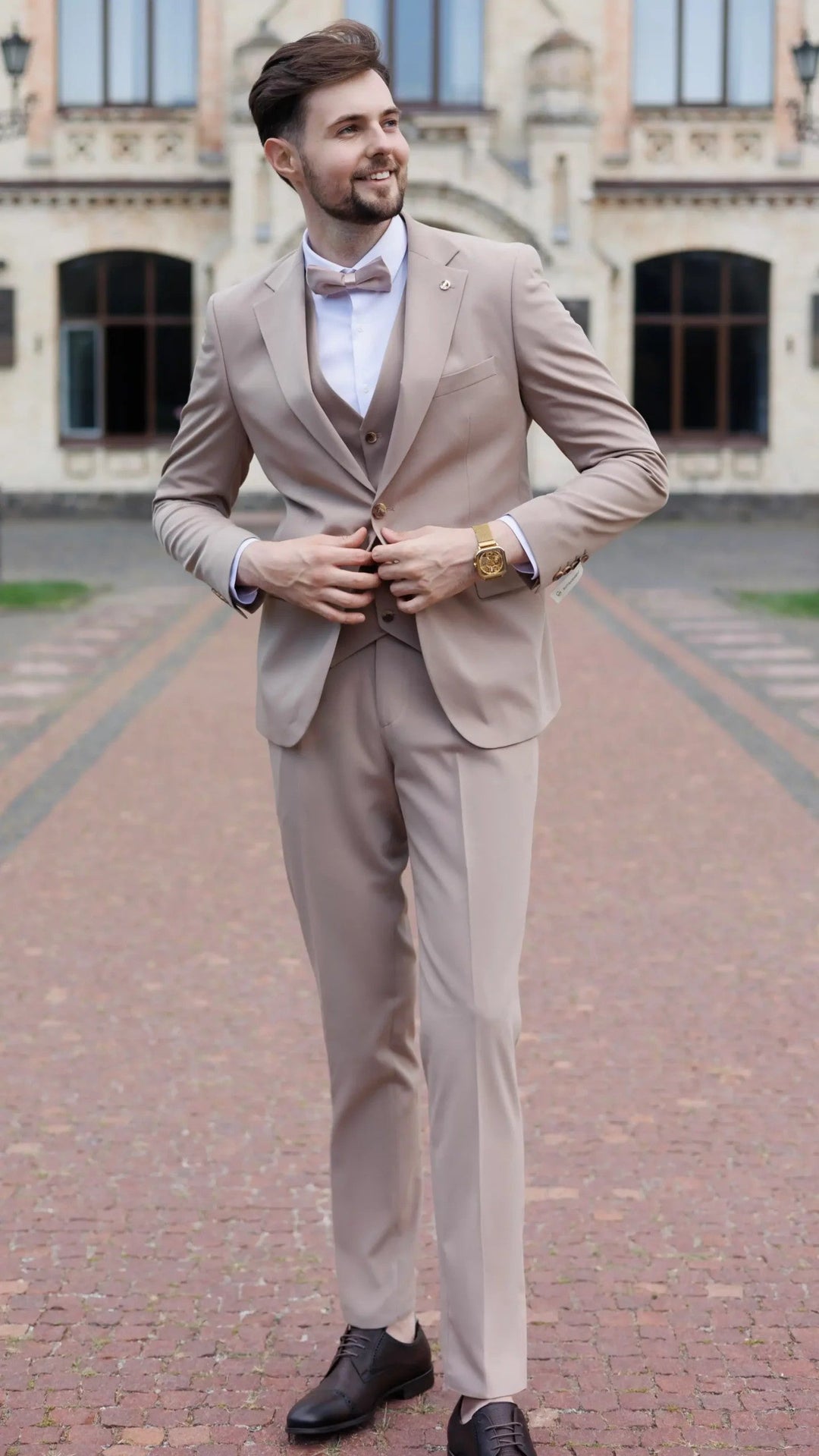 Fashion Men's 3 Pieces Flat Notch Lapel Tuxedos For Party (Blazer+vest+Pants) mens event wear
