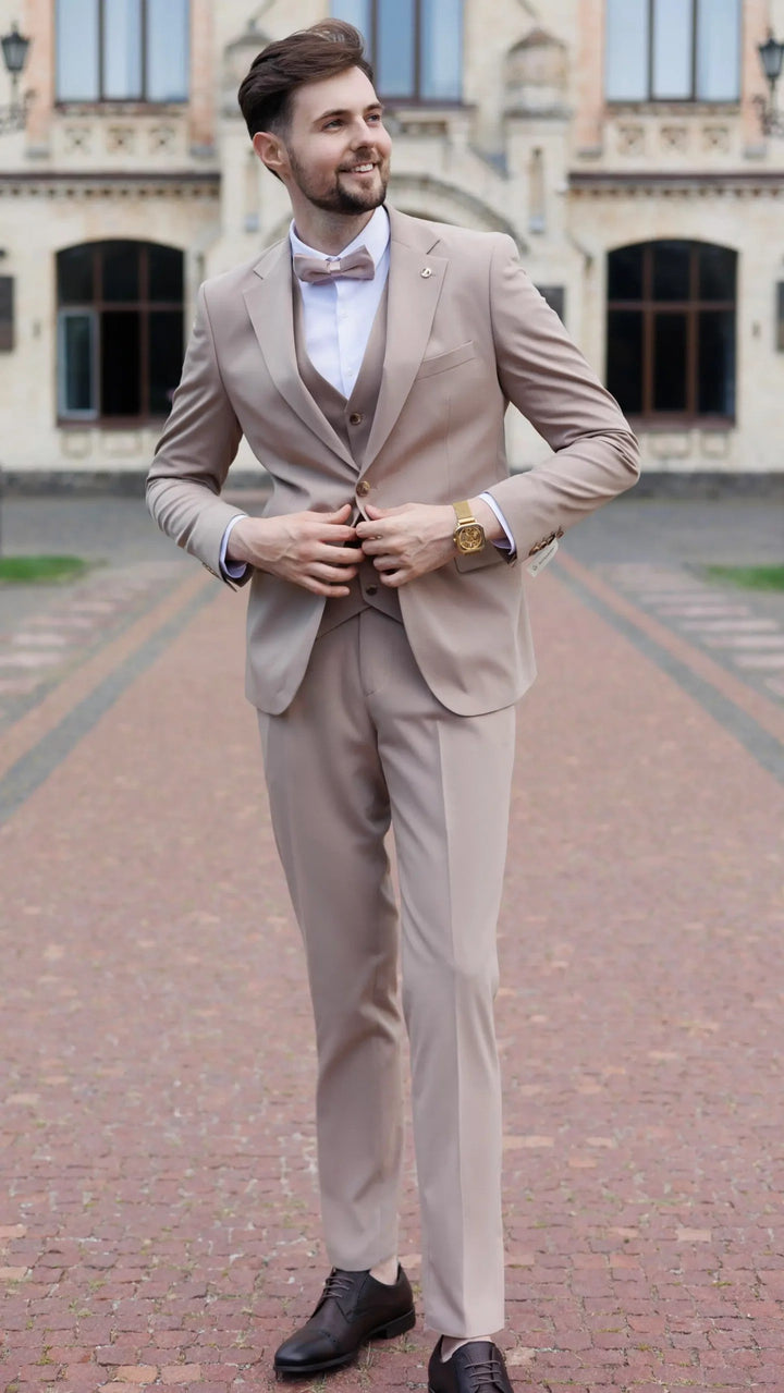 Fashion Men's 3 Pieces Flat Notch Lapel Tuxedos For Party (Blazer+vest+Pants) mens event wear