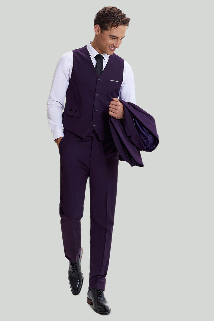 Fashion Men's 3 Pieces Flat Notch Lapel Tuxedos For Party (Blazer+vest+Pants) mens event wear